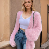 Damecardigan – Blød strik – Oversized pasform – Åbning foran med lommer