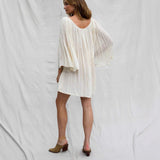 Dame strandkjole – 100% bomuld – Løs pasform – 3/4 ærmer – Bælte – Mini