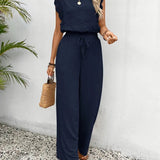 Dame loungewear-sæt – Ærmeløs blondetop – Bukser med vide ben og justerbar snøre