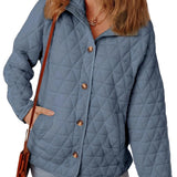 Damequiltet frakke – Oversized pasform – Bomuld – Rund hals – Længde til midt på låret