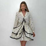 Damekjole i to dele – Let chiffon – Tætsiddende talje – V-hals – Flæsekjole