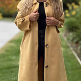 Lang damefrakke – Afslappet pasform – Uld – Knaplukning – Sidelommer