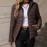 Dame quiltet jakke – Tætsiddende snit – Bomuld – Ståkrave – Lynlåslukning