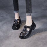 Damesandaler – Ægte læder – Behagelig flad sål – Justerbart, åbent design