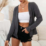 Damecardigan – Vaffelstrik – Afslappet pasform – Lange ærmer – Knaplukning foran