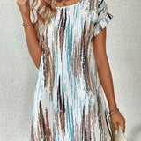 Dametunikakjole – Afslappet pasform – Boho-print – Korte ærmer – Afslappet stil