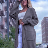 Damevest – Bomuldsstrik – Løs pasform – Lang – Åben front