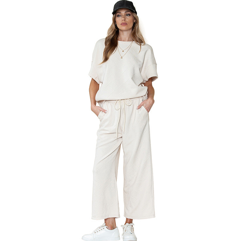 Afslappet dametøj – Let, tekstureret stof – Løs pasform – Justerbar snøre i taljen