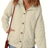 Damequiltet frakke – Oversized pasform – Bomuld – Rund hals – Længde til midt på låret