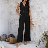 Damevest – Tætsiddende snit – V-hals – Knaplukning – Kort struktureret kant