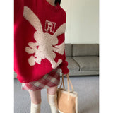 Højtaljet ternet uldnederdel i plus size