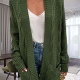 Damecardigan – Oversized pasform – Grov strik – Kabelstrik – Forlommer