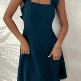 Kort damekjole – Skater-stil – Flæsestropper – Let, åndbart stof