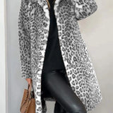 Damefrakke – Oversized pasform – Kunstpels – Skræddersyet krave – Leopardprint