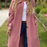 Lang damefrakke – Afslappet pasform – Uld – Knaplukning – Sidelommer