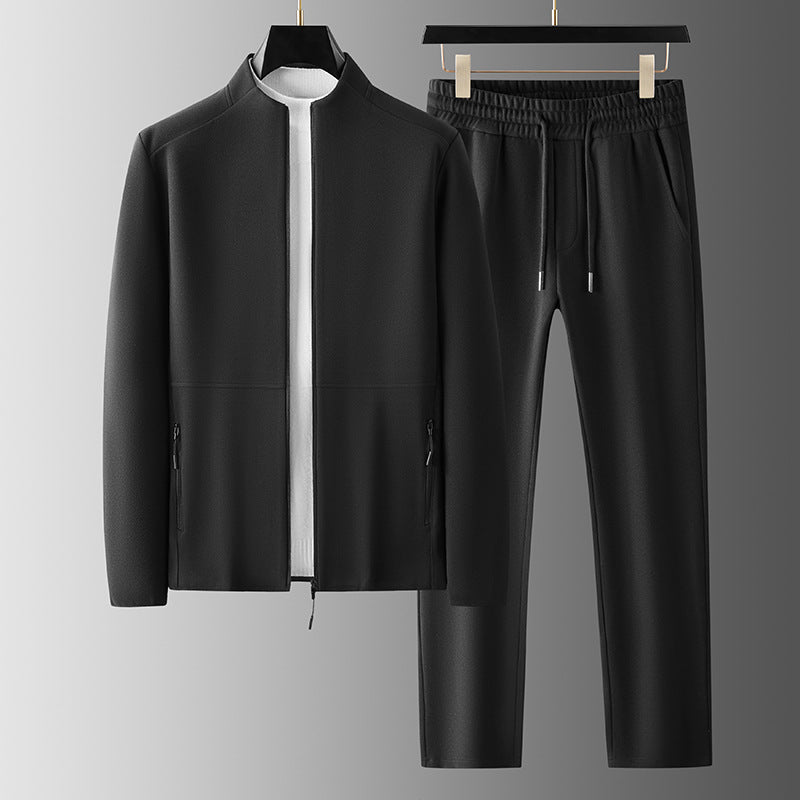 Herre træningsdragt – Afslappet pasform – Lynlåsjakke med opretstående krave – Bukser med elastik i taljen