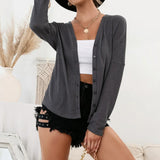 Damecardigan – Vaffelstrik – Afslappet pasform – Lange ærmer – Knaplukning foran