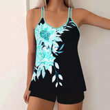 Dame Tankini – 2-delt sæt – V-hals – Tynde stropper – Komfortabel pasform