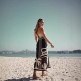 Damesæt med bustiertop og nederdel – Slim fit – Muslingeprint – Midislids