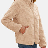 Damejakke - Fleece - Afslappet pasform - Høj krave - Lange ærmer