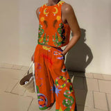 Ærmeløs crop top til kvinder – Afslappet pasform – Markante printmønstre – Naturfibre