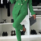 Dameblazerjakke – Slim fit – Dobbeltradet – Skræddersyede reverser – Elegant stil