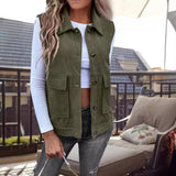 Ærmeløs damevest – Ribbet – Lige snit – Hakkrave – Praktiske lommer