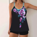 Dame Tankini – 2-delt sæt – V-hals – Tynde stropper – Komfortabel pasform