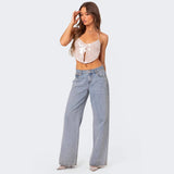 Dame crop top – Åben ryg med pailletter – Dyb halsudskæring – Sexet aftenmodel