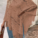 Damesjal – Blondestrik – Oversized pasform – Asymmetrisk frynset kant