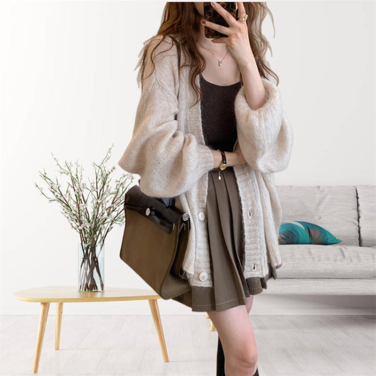 Løstsiddende strikcardigan til damer - Lange ærmer, åben front