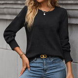 Damesweatshirt – Blød strik – Afslappet pasform – Tekstureret mønster – Rund hals