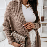 Lang cardigan til kvinder – Oversized pasform – Tekstureret strik – Åben front