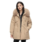 Dame parkajakke – Oversized pasform – Hætte af kunstpels – Justerbar talje