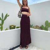 Dametanktop – Blød strik – Slim fit – Kort – Firkantet halsudskæring – Brede stropper