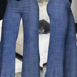 Højtaljede damebukser – Vide, flagrende ben – Dekorativt bælte – Letvægtsstof