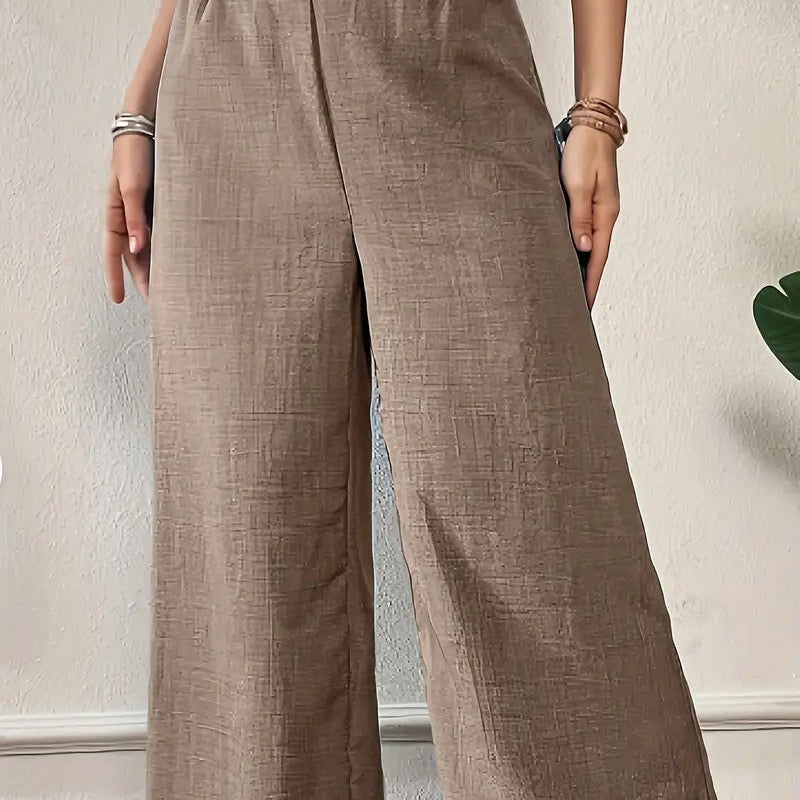 Damebukser med vide ben – Høj talje – Flagrende stof – Gennemgående længde – Elastik i taljen