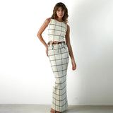 Damesæt i to dele – Ærmeløs crop top – Tætsiddende ribbet maxinederdel