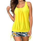 Dame Tankini – 2-delt sæt – U-udskæring – Åndbart stof – Justerbare shorts