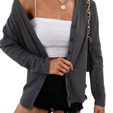 Damecardigan – Vaffelstrik – Afslappet pasform – Lange ærmer – Knaplukning foran