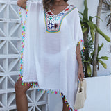 Dame strandtunika – Let, åbenstrik – Løs pasform – Boheme detaljer