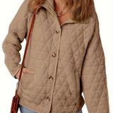 Damequiltet frakke – Oversized pasform – Bomuld – Rund hals – Længde til midt på låret