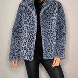 Damefrakke – Oversized pasform – Kunstpels – Skræddersyet krave – Leopardprint