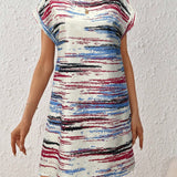 Dametunikakjole – Afslappet pasform – Boho-print – Korte ærmer – Afslappet stil