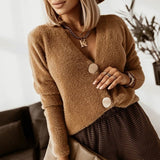 Corinne - Strikbluse med store knapper