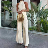 Damesæt: Top og bukser uden ryg – Slim fit – Plisseret – Åndbart stof