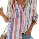 Dameskjorte - Åndbar bomuld - Klassisk pasform - Elegant farverigt mønster