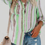 Dameskjorte - Åndbar bomuld - Klassisk pasform - Elegant farverigt mønster