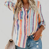 Dameskjorte - Åndbar bomuld - Klassisk pasform - Elegant farverigt mønster