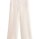 Dametøj – Kortærmet, knappet cropped jakke – Skræddersyede bukser med brede ben